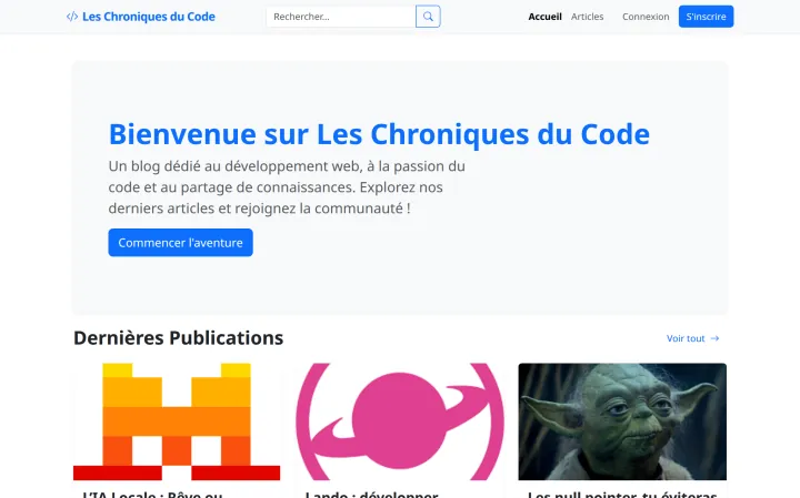 Aperçu du site Les Chroniques du Code