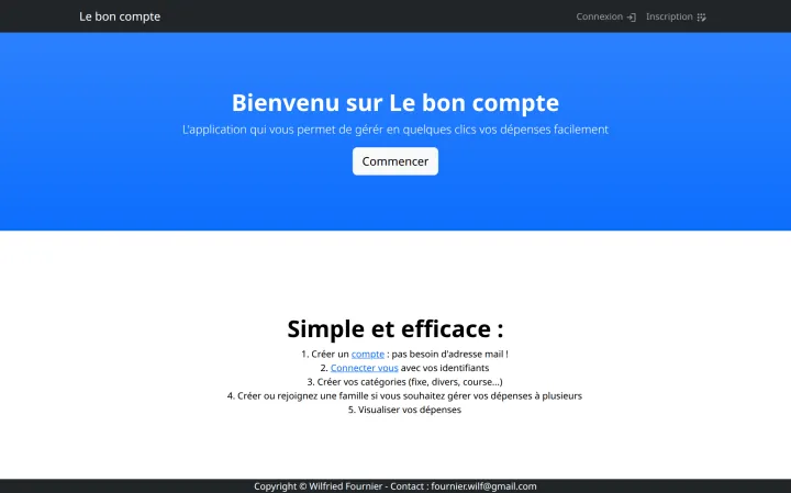 Aperçu du site Le bon compte
